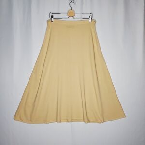 Lane Bryant Flared Skirt 14 Beige Full Midi Side-Zip 90s Grunge Boho Fairycore